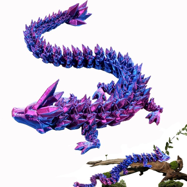 3D Printed Dragon 3D Printed Gem Dragon Action Figures Flexible 3D Printed Articulated Dragon Rotatable Joints Dragon Model for Fish Tank Decoration Christmas Birthday Gifts Car Interior Decoration