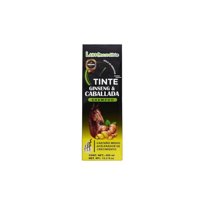 Shampoo Tinte con Ginseng y Caballada, Color Castaño, Acelerador de