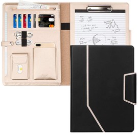 Toplive Writing Case A4 Conference Folder PU Leather Folder Clipboard Document Folder, Card Slots, Business Card Holder, Perfect as a Conference Folder
