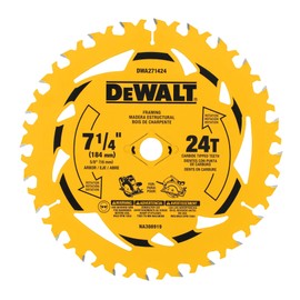 DEWALT 7-1/4 in. 24T Circular Saw Blade, Smooth Cutting, Superior Tracking and Durability (DWA271424)