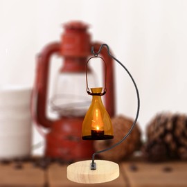 YY YEARCHY Ornament Display Stand Metal Stand Air Plant Stand Flower Pot Holder Iron Stand for Hanging Glass Globe Ball (Semicircle round wood)