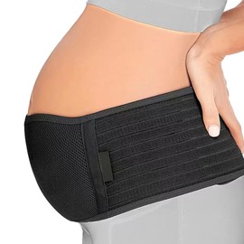 Pregnancy Belly Band, Adjustable 3D Support Maternity Belly Band for Pregnancy Breathable Belly Wrap with Lumbar Support, Prevents Back Pain, Postpartum Abdominal Binder & Comfortable Daily Wear