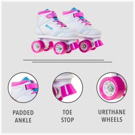 Chicago Girls Sidewalk Roller Skate - White Youth Quad Skates - Size 1