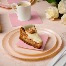 NAPEREE Servilletas desechables de papel rosa, paquete de 200, 25,4 x 25,4 cm, 2 capas, color rosa, para bar, cafetería, bodas, fiestas o cocina, NP-PPBN-LPK-200