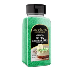 GranAroma Green Nonpareils, 1 lb, Decorative Sprinkles, Cakes & Cookies, Bakery Staple