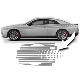 BENINI DESIGN STUDIO Split Side Racing Stripes Fits 2024 2025 Dodge Charger EV Scat Pack Base Daytona Vinyl Stripes, Stickers, Decals Charger EV Grahics (Silver)