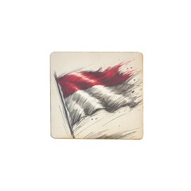 Wooden Fridge Magnet with Abstract Flag Design, Vintage Style Artwork (mag-kf25-1745)