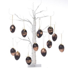 RoundFunny 24 Pcs Easter Ornaments for Tree, Hanging Plastic Easter Egg Ornaments Easter Tree Decorations 2.36'' Rustic Easter Decorations for Basket DIY Crafts Easter Party Favors (Black Gold)
