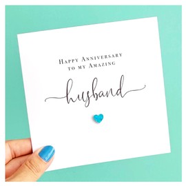 Husband Anniversary Card - Handmade Wedding Anniversary Card for Amazing Husband Love Heart