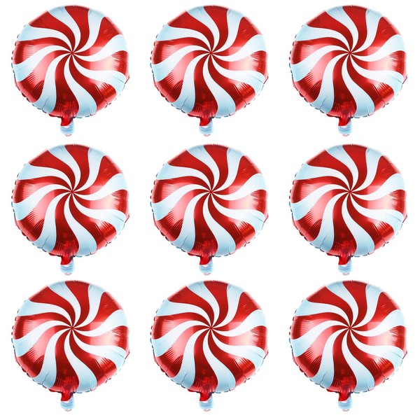 Christmas Foil Balloons, 9 Pieces 18 Inch Red Christmas Candy