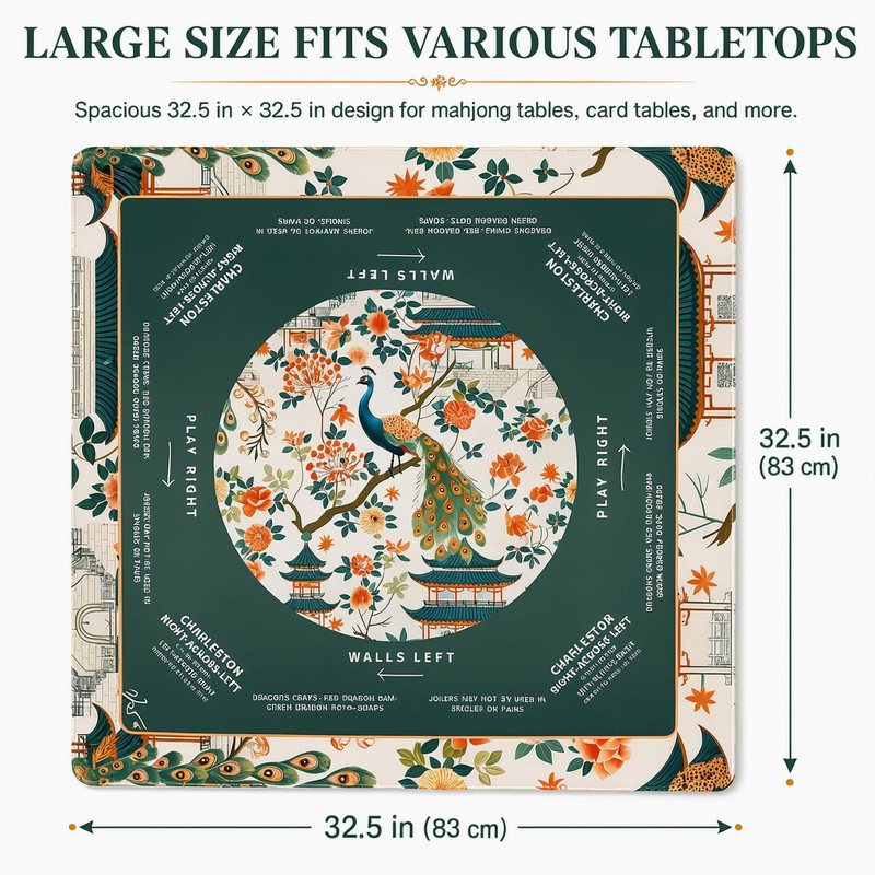 32.5" American Mahjong Mat with Carrying Bag Rolled No-Crease Green