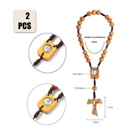 KOMI 2Pcs Our Lady Of Medjugorje Peace Rosary Handmade Wood Beads Chaplet of Medjugorje Blessing Rosary Catholic