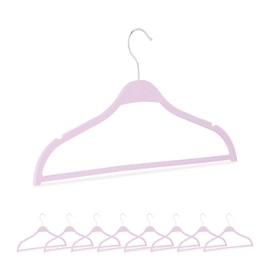 Relaxdays Clothes Hangers, Set of 10, Wheat Straw, Plastic, Sustainable, Space-Saving, Trouser Bar, Notches, Pink