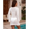 Alsol Lamesa Women's Bathing Suit Cover Up Long Sleeve Crochet