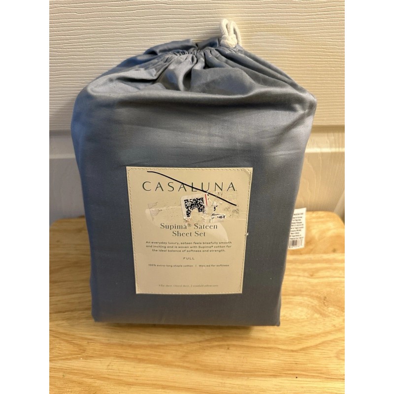 Sky New Casaluna Supima Cotton Sateen Deep Sky Blue Full