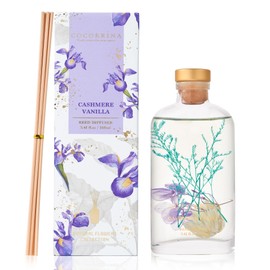 COCORRÍNA Reed Diffuser - Cashmere Vanilla 5.41 oz Flower Reed Diffuser Set with Sticks, Bedroom Bathroom Shelf Decor (Scented Blooms Collection)