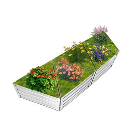 Yansguard Raised Garden Bed, Galvanized Steel Metal Outdoor Planter Kit Box for Vegetables,Flowers, Fruits,Herbs (6 pc, Include Tools for Installation), Silver, (GD-01)