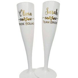 Bridal/Hen Do Reusable Champagne/Prosecco Flutes - Printed with Any Name + Bride Squad, Team Bride, plus many more, or Create Your Own!