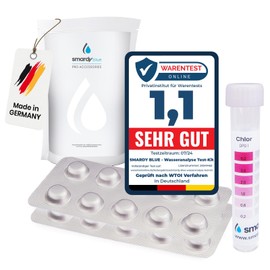 SMARDY 40 Rapid Test Tablets for Drinking Water Aquarium Pool - 20 x Phenol Red (pH Value) & 20 x DPD1 (Free Chlorine) Shake Tester Tablets with 1 x Plastic Test Tube