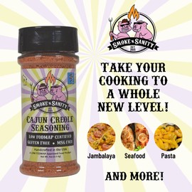 Smoke n Sanity Cajun Creole - Certified Low FODMAP Seasonings - Gluten Free - Certified Kosher - Dairy Free for Low FODMAP Snacks (8.7 oz)