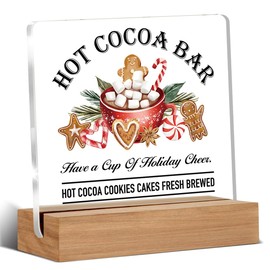 Christmas Gifts for Women Men Family, Gingerbread Gifts for Friends, Hot Cocoa Bar Decorations, Farmhouse Christmas Acrylic Desk Sign Decor (4 x 4 Inches)