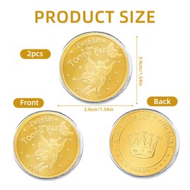 Pack of 2 Tooth Fairy Coin, Golden Tooth Fairy Gift, Tooth Fairy Gold Thaler, Tooth Fairy Gifts Boys Girls, Tooth Fairies Thaler Gold Coin for Lost Tooth Children Souvenir, Tooth Loss Celebration