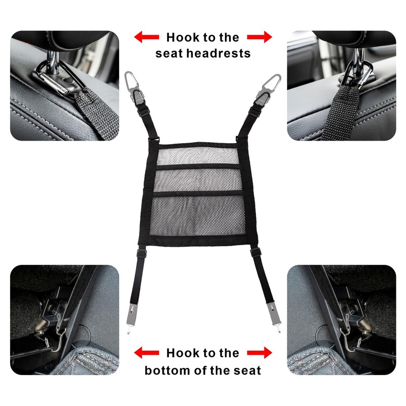3 Layer Car Mesh Organizer Between Front Seat Backseat Mesh