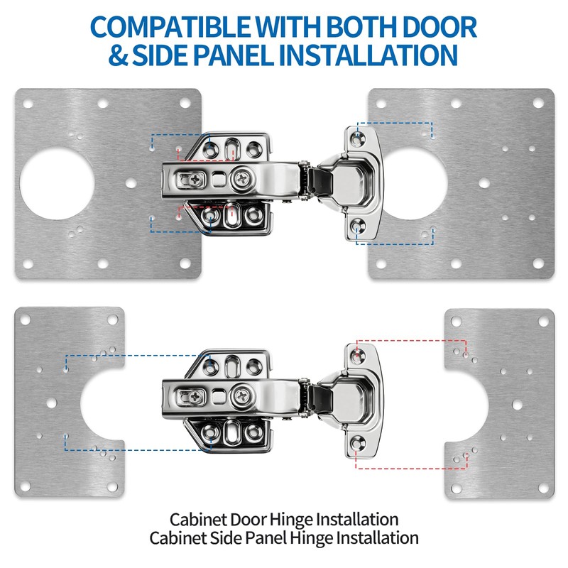 Stainless Steel Cabinet Hinge Repair Plate Kit with Mounting Screws,