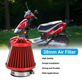EOPOAYI 38mm (1-1/2") Air Filter Compatible with GY6 49cc 50cc 125cc 150cc 139QMB Moped Scooter Engine Taotao ATM50 Pony 50 Chinese ATV Quad 4 Wheer Pit Dirt Bike Go Kart Parts with Fuel Line