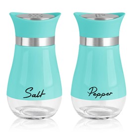 Accmor Salt and Pepper Shakers Set, 4 oz Stainless Steel Salt Pepper Shaker Containers with Glass Bottom for Kitchen Cooking, BBQ, Bar, Table, RV, Camp