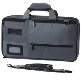 Asaya Chef Knife Bag - 28 Pockets for Knives and Kitchen Utensils - Durable Ballistic Nylon, Black Stainless Steel Hardware, Card Holder and Adjustable Shoulder Strap - Knifes not Included