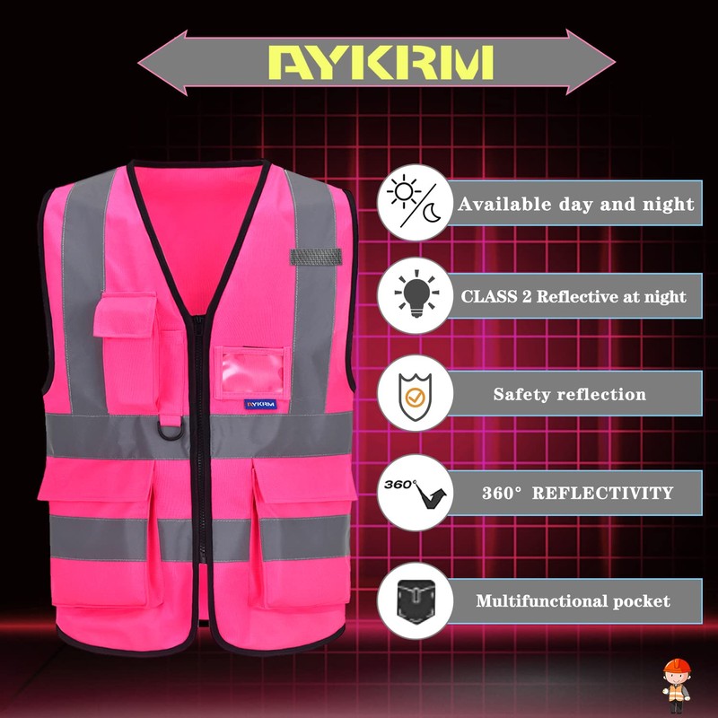 Pink high vis jacket high viz Class 2 hi vis