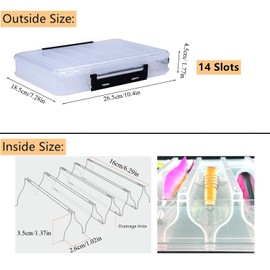 Fishing box, tackle box, fishing bait box, tackle box, hardbait, 26.5 x 18.5 x 4.5 cm, fishing box for wobblers and indicators, fishing box for artificial bait, bait box for perch wobbler