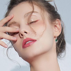 ONEFINITY Emerald Earrings Sterling Silver Green Crystal Dangle Earrings Emerald Jewelry Gifts for Women, Sterling Silver, Crystal