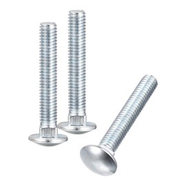 sourcing map 3/8-16x2-1/2" Carriage Bolt, 8pcs Round Head Square Neck Screws, Carbon Steel Zinc Plated, Fully Threaded, Silver