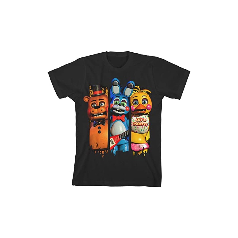 Five Nights at Freddy’s Characters Pins Boy’s Black T-Shirt-L