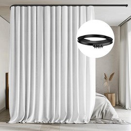 MaKefeile Ceiling Curtain Track Sets Room Divider Curtain Ceiling Track for Curtain Flexible Curtain Track Window Blackout Curtains,W180 x H84 Inch 1Panel White Curtain and Black Track