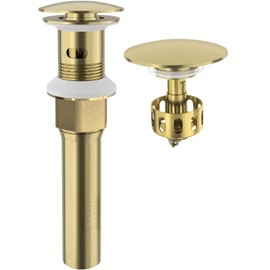 KAIYING Pop Up Drain, Bathroom Sink Drain Stopper with Overflow, Vessel Sink Drain Assembly with Detachable Basket Stopper, Anti-Explosion and Anti-Clogging Drain Strainer（Brushed Champagne Gold）