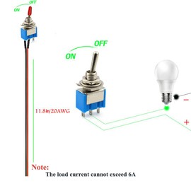 VONVOFF Toggle Switch,ON/Off SPST with Pre-soldered Wires,3v/5v/12v/24v/72v/110v/220v/240v/ Mini Toggle Switches for car,Truck, Light,Test Machine,Industrial Equipment.3 Pins 2 Positions (10pcs+Wire)