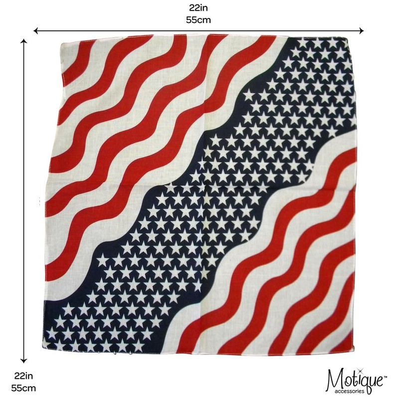 Motique Accessories Cotton Print Bandana (Wavy American Flag)