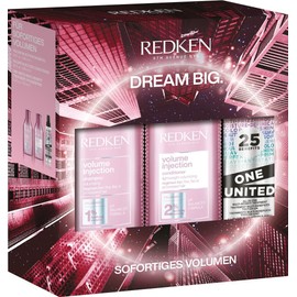 Redken Care Set with Repairing Volume Boost, Volume Injection Shampoo 300 ml & Conditioner 300 ml, One United Multi-Benefit Treatment 150 ml with Heat Protection
