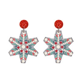 coadipress Acrylic Christmas Earrings for Women Funny Lightweight Colorful Christmas Santa Claus Christmas Tree Snowman Gingerbread Man Bow Dangle Drop Earrings Christmas Party Accessories Jewelry (Snowflake)