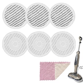 Steam Mop Pads Replacement - 6 PCS Floating Mop Pads for Shark S6002UK, Reusable Steam Scrub All-In-One Floating Pad for Shark S6002UK S7201UK S7000 S7001 T2, Refill Polishing Pad Round Spinning Mops