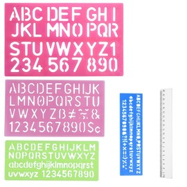 Plastic Letter Stencil Set with 1 Ruler 20cm Alphabet Stencil Small Letters and Numbers Stencils for Kids Drawing Stencil Painting Learning DIY