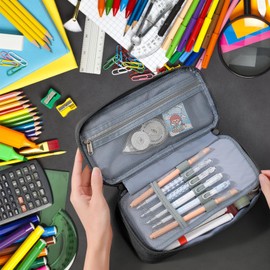 Gigmeta Pencil Case Pencil Case 5 Compartments Large Supply Pencil Case Large Size Pencil Case Teenager Feather Pencil Case Unisex