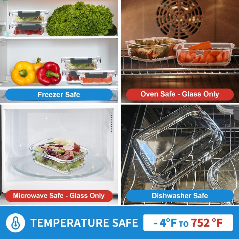 GULFLIN 24-Piece Small Glass Food Storage Containers with Lids Airtight,