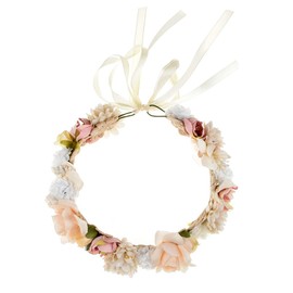 LATRAT Floral Headband, 1 Piece, Handmade Silk Flowers, White, Hairband for Women, Event Guests, Party, Festival, Wedding