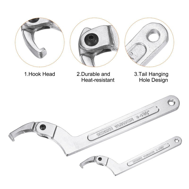 sourcing map 3/4-2"(19-51mm) 2-4 3/4"(51-121mm) C Spanner Wrench Adjustable Round
