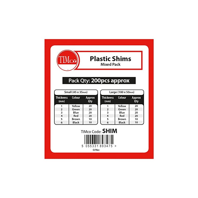 TIMCO Assorted Shims - Assorted Colours - Colourful spacers, shims,
