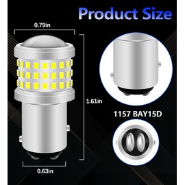 Fenikso 1157 LED Reverse Light White, 1157 P21/5W 7528 2057 2357 LED Bulbs 69SMD with Projector Replacement for Reverse Backup Parking Tail Brake DRL Turn Signal Light, Pack of 2